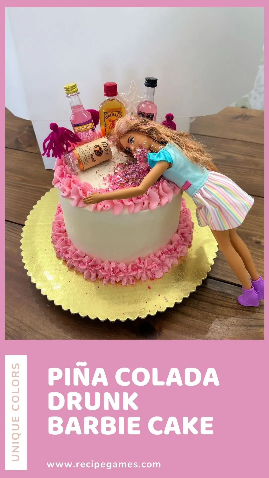 Piña Colada Drunk Barbie Cake